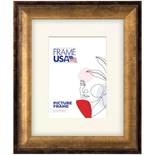 Frame USA Verona Narrow Bronze Single Image Picture Frame with Mat